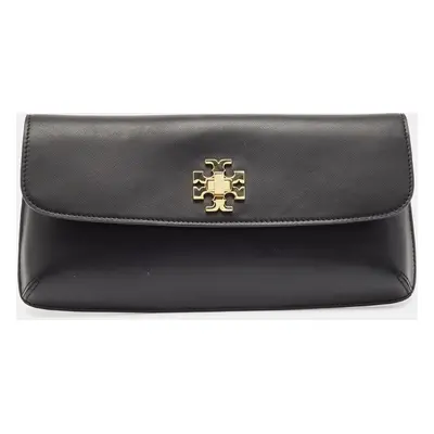 Tory Burch Black Leather Slim Diana Flap Clutch