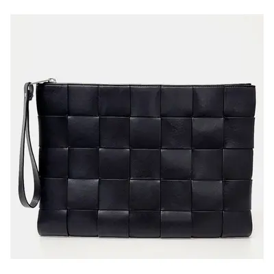 Bottega Veneta Black Leather Mesh Clutch