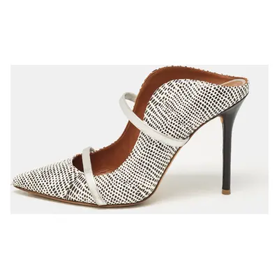 Malone Souliers White/Black Snakeskin Leather Maureen Mules Size