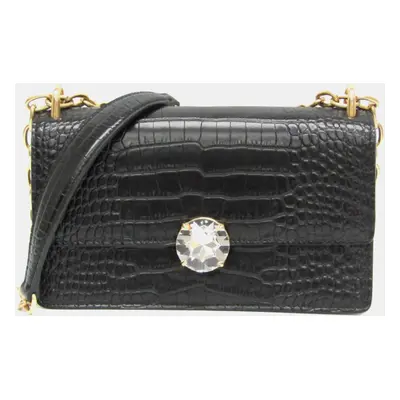 Miu Miu ST. Embossed Leather Chain Black Shoulder Bag