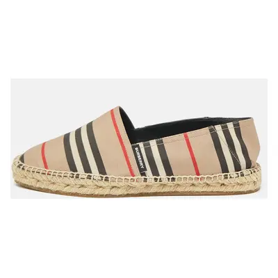 Burberry Beige/Black House Check Fabric and Leather Espadrille Flats Size