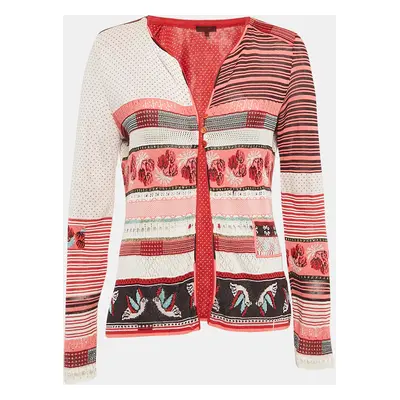 Kenzo Red Intarsia Knit Button Front Cardigan