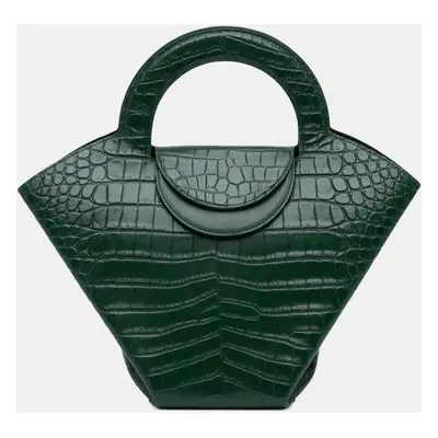 Bottega Veneta Green Crocodile Embossed Doll Top Handle Bag