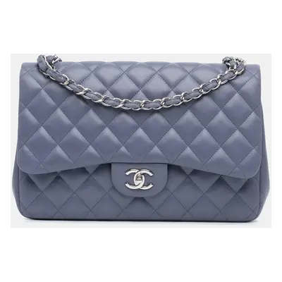 Chanel Purple Jumbo Classic Lambskin Double Flap