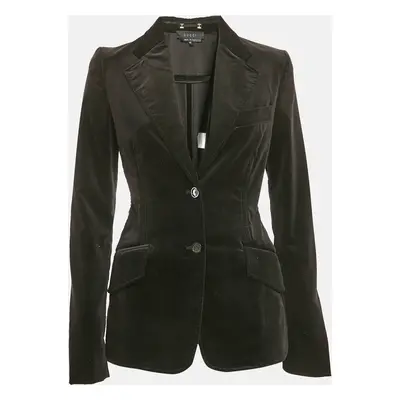 Gucci Black Velvet Single Breasted Blazer