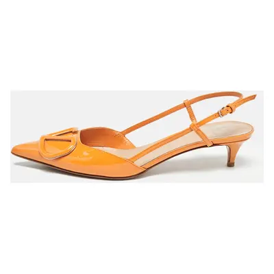 Valentino Orange Patent Escape V logo Pumps Size