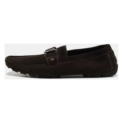 Louis Vuitton Brown Suede Monte Carlo Slip On Loafers Size 42.5