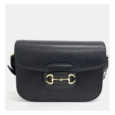 Gucci Black Leather Horsebit Shoulder Bag