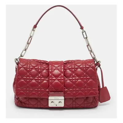 Dior Red Cannage Leather New Lock Flap Shoulder Bag