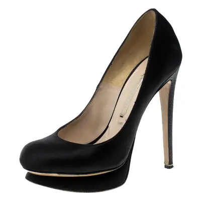 Nicholas Kirkwood Black Satin Platform Pumps Size 35.5