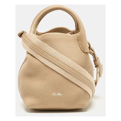 Loro Piana Beige Leather Micro Bale Bucket Bag