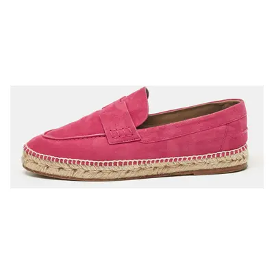 Hermes Fuchsia Suede Trip Espradrille Flats Size