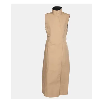 Ganni Light Brown Cotton Blend Sleeveless Belted Dress