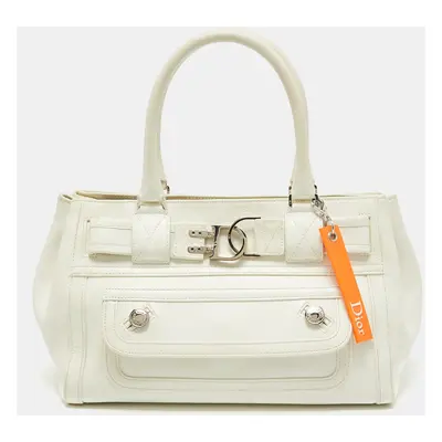 Dior White Leather Flight Tote