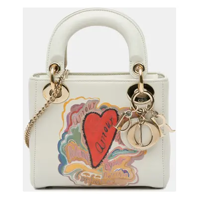 Dior White Niki De Saint Phalle Mini Calfskin Dioramour Lady Dior