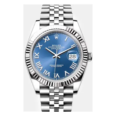 Rolex Blue Stainless Steel Datejust Automatic Men's Wristwatch