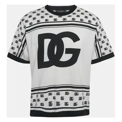 Dolce & Gabbana White DG Print Jersey Crew Neck T-Shirt