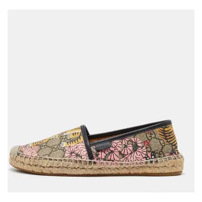 Gucci Multicolor Bengal Tiger Print GG Supreme Canvas Pilar Espadrille Flats Size