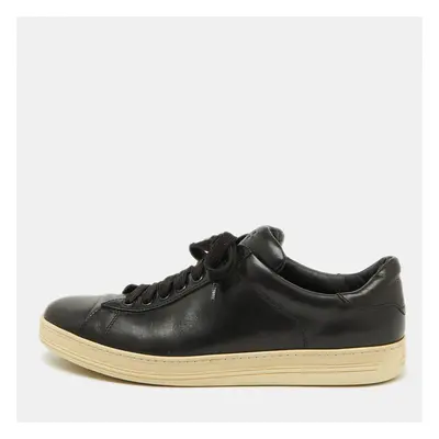 Tom Ford Black Leather Lace Up Low Top Sneakers Size