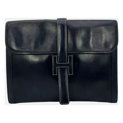 Hermes Vintage Navy Box Calf Jige Clutch