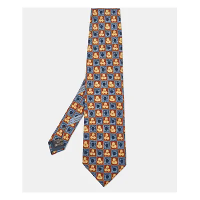 Ermenegildo Zegna Vintage Multicolor Printed Silk Traditional Tie