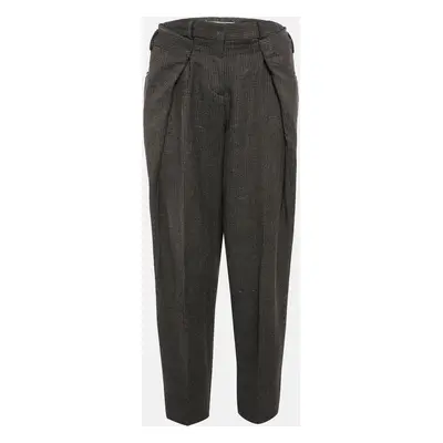 Maison Martin Margiela Grey Pinstripe Wool Asymmetric Waist Trousers