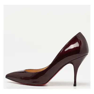 Christian Louboutin Burgundy Patent Leather Pigalle Pointed Toe Pumps Size