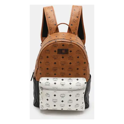 MCM Tricolor Cognac Viscos Coated Canvas Large Stark Backpack