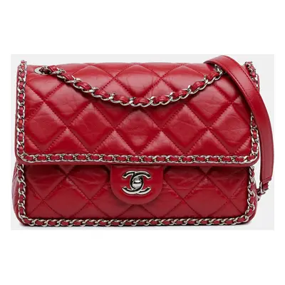 Chanel Red Crumpled Chain All Over Flap