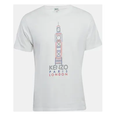 Kenzo White London Print Jersey Crew Neck T-Shirt