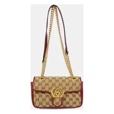 Gucci Beige Red GG Marmont Shoulder Bag