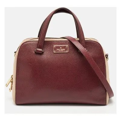 Kate Spade Burgundy/Beige Leather and Suede Satchel