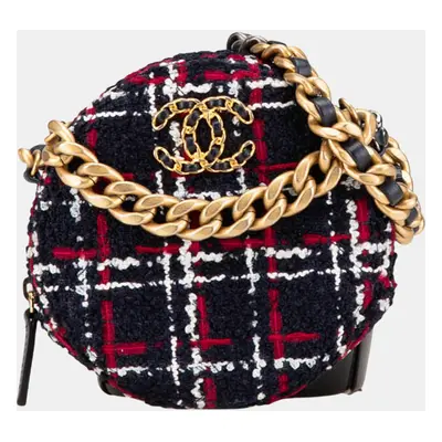 Chanel Multicolor Tweed Round Clutch with Chain