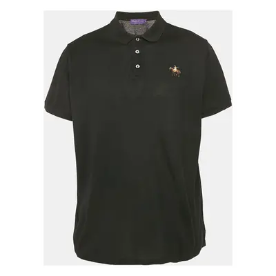 Ralph Lauren Purple Label Black Pique Cotton Polo T-Shirt