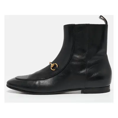 Gucci Black Leather Horsebit Ankle Boots Size