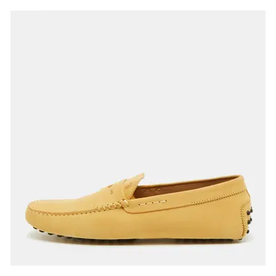 Tod's Yellow Nubuck Leather Penny Loafers Size