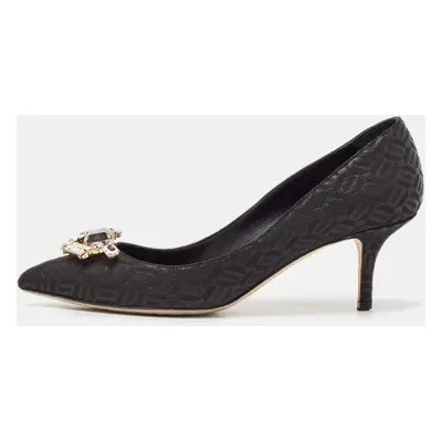 Dolce & Gabbana Black Fabric Crystal Embellished Pumps Size