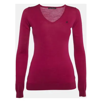 CH Carolina Herrera Pink Wool V-Neck Sweater