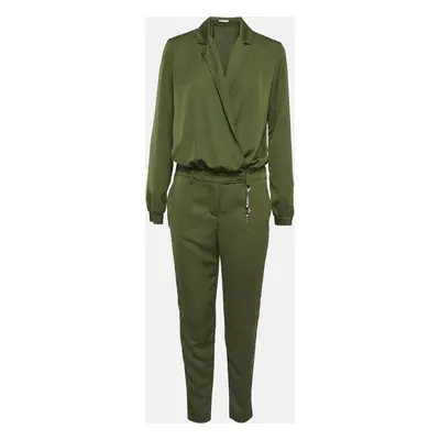 Versace Jeans Green Crepe Long Sleeve Jumpsuit