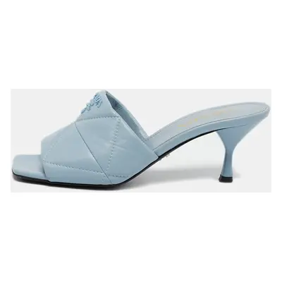 Prada Blue Leather Slide Sandals Size 37.5