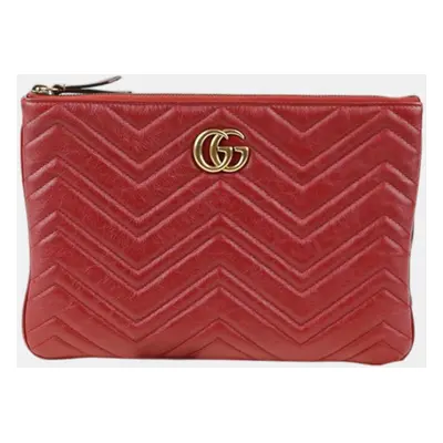 Gucci Red Matelasse GG Marmont Pouch