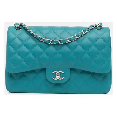 Chanel Blue Jumbo Classic Lambskin Double Flap