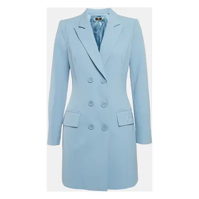 Elisabetta Franchi Blue Crepe Double Breasted Blazer Dress