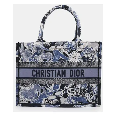 Dior Navy Canvas Embroidered Book Tote Medium Tote Bag