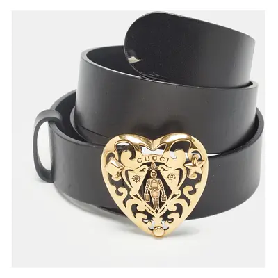 Gucci Black Leather Hysteria Buckle Belt 90CM