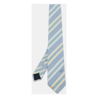 Gucci Blue Diagonal Striped Silk Slim Tie