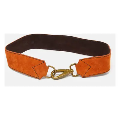 Miu Miu Orange Suede Clasp Belt