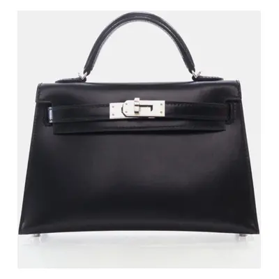 Hermes Noir Box Calf Mini Kelly