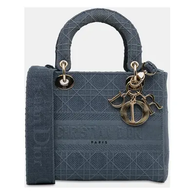 Dior Blue Canvas Medium Lady D-Lite Tote Bag