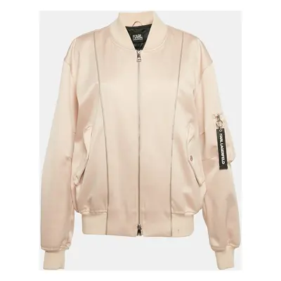 Karl Lagerfeld Pink Satin Zip-Up Blouse